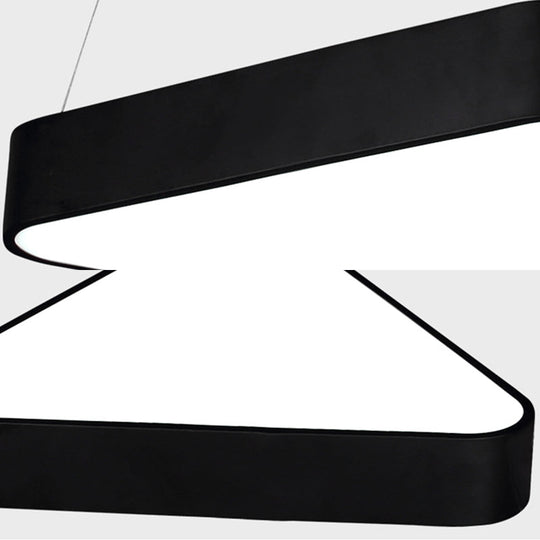Modern LED Triangle Suspension Lighting - 18"/23.5" Long - White/Black/Silver Hanging Lamp in White/Warm Light