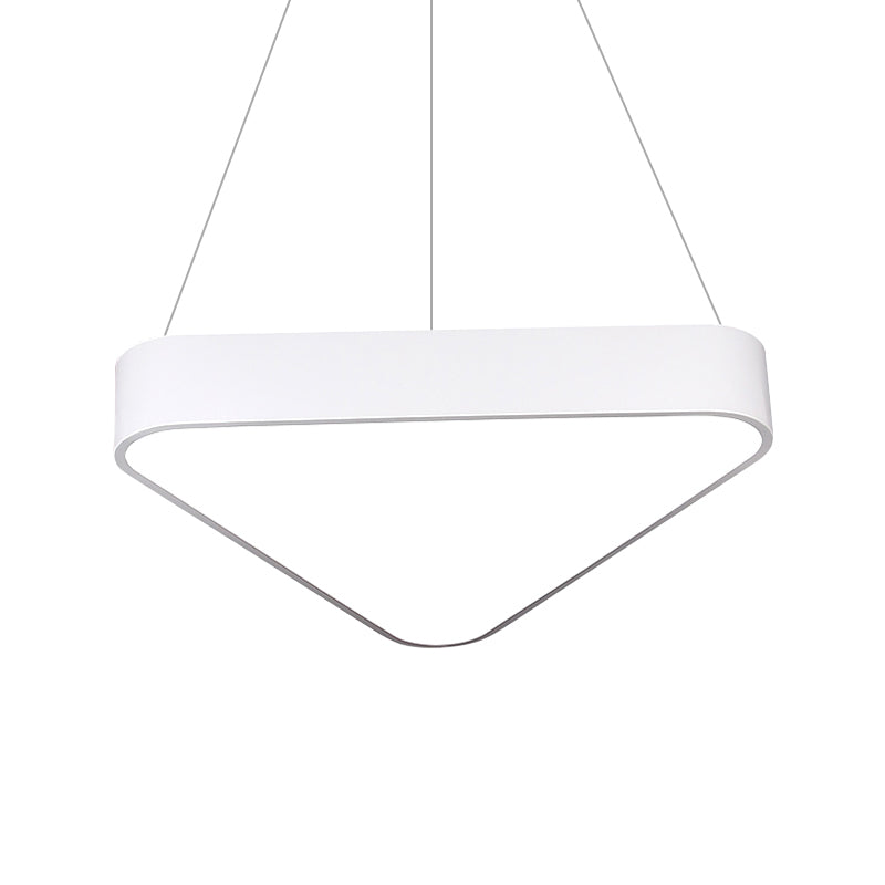 Modern LED Triangle Suspension Lighting - 18"/23.5" Long - White/Black/Silver Hanging Lamp in White/Warm Light