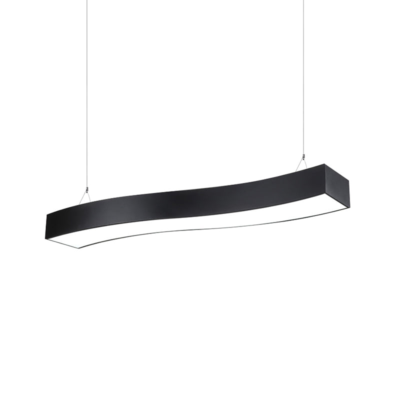 Modern LED Metal Wave Pendant Lamp with Recessed Diffuser - Black, Multiple Sizes Available