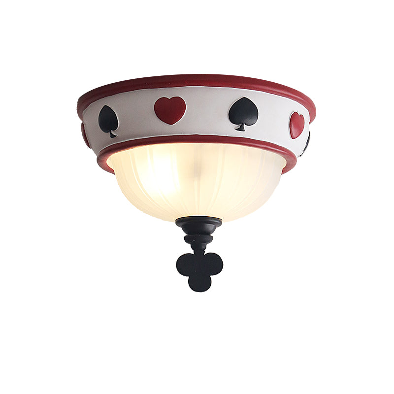 Poker Glass Children's Bedroom Ceiling Light - Modern White Ceiling Mount Fixture