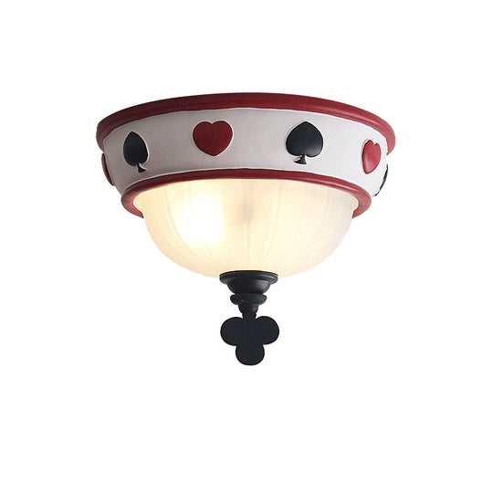 Poker Glass Childrens Bedroom Ceiling Light - Modern White Mount Fixture