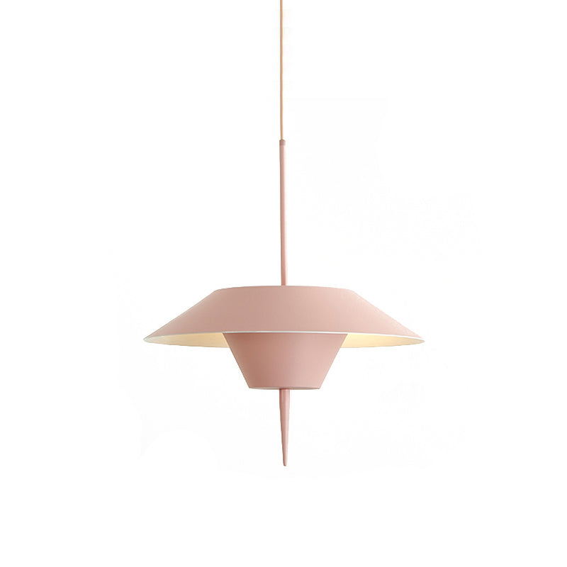 Modern Grey/White/Pink Cone Ceiling Light With Inverted Conical Insert - Metal Drop Pendant 12/16W