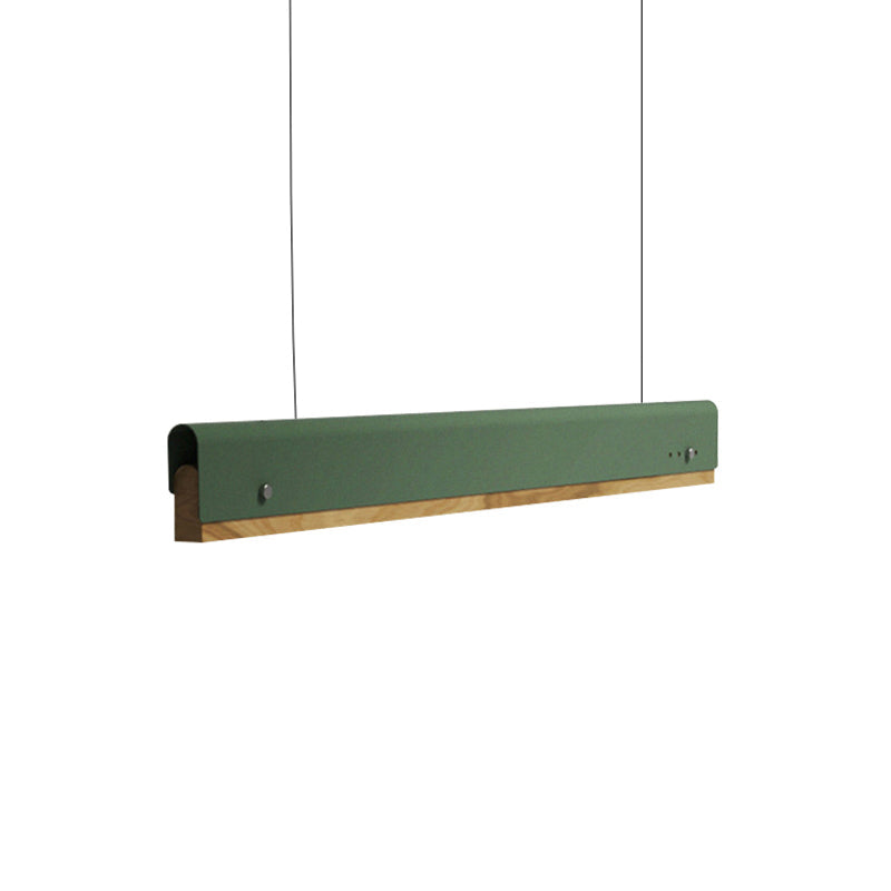 Plafonnier suspendu rectangulaire moderne en bois et métal - 23,5"/35,5"/47" de large - 1 lampe - Kit de lampe suspendue blanc/rose/jaune