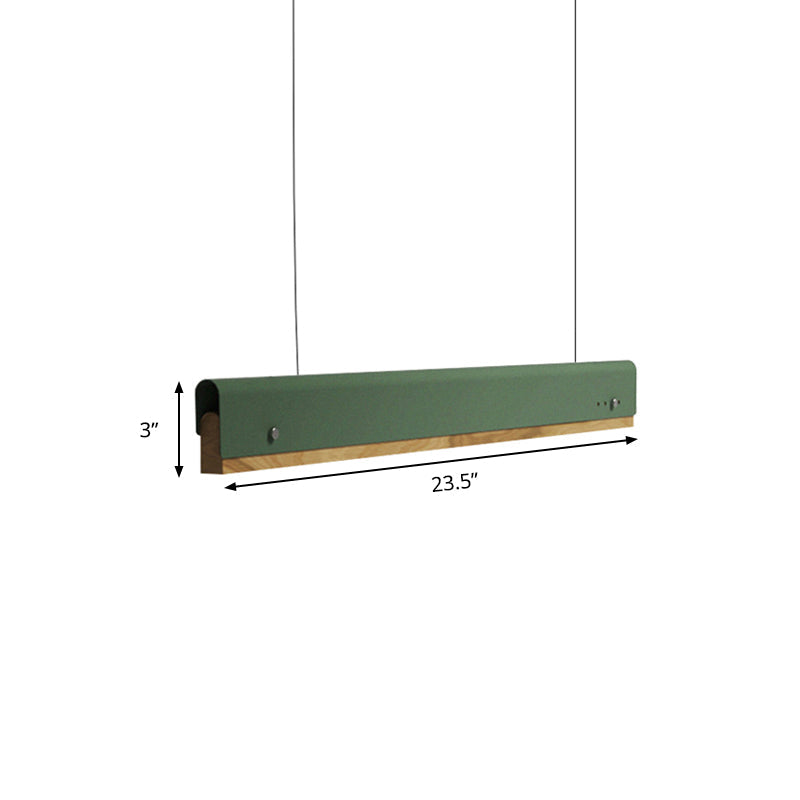 Plafonnier suspendu rectangulaire moderne en bois et métal - 23,5"/35,5"/47" de large - 1 lampe - Kit de lampe suspendue blanc/rose/jaune