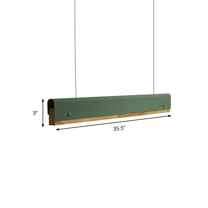 Plafonnier suspendu rectangulaire moderne en bois et métal - 23,5"/35,5"/47" de large - 1 lampe - Kit de lampe suspendue blanc/rose/jaune