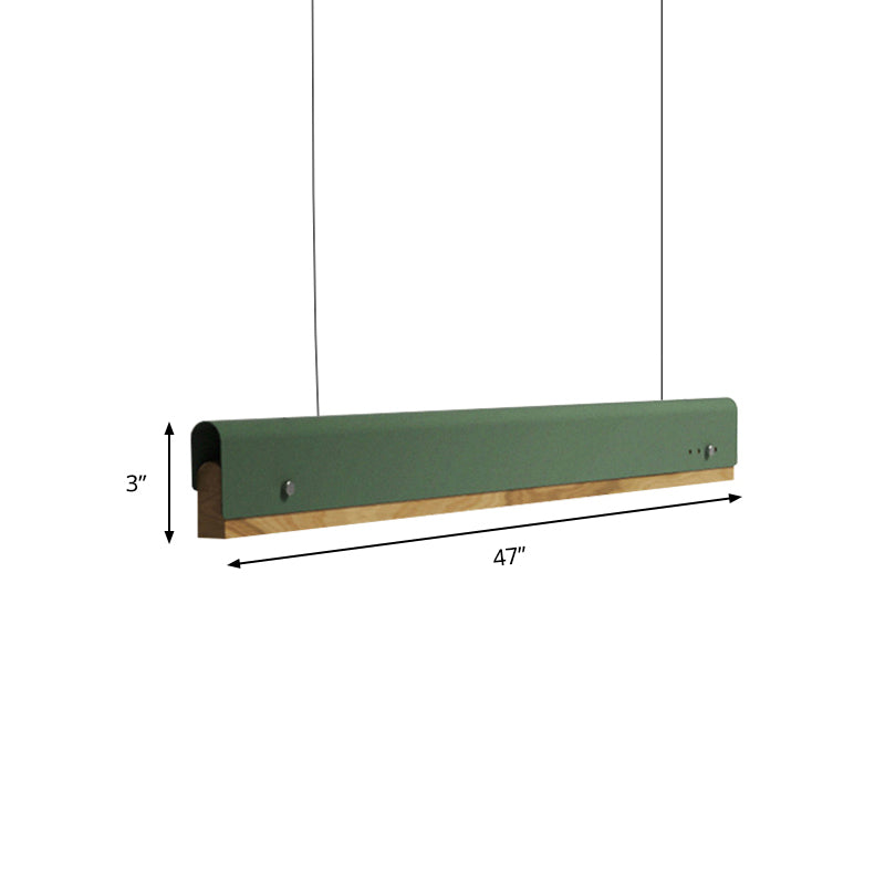 Plafonnier suspendu rectangulaire moderne en bois et métal - 23,5"/35,5"/47" de large - 1 lampe - Kit de lampe suspendue blanc/rose/jaune