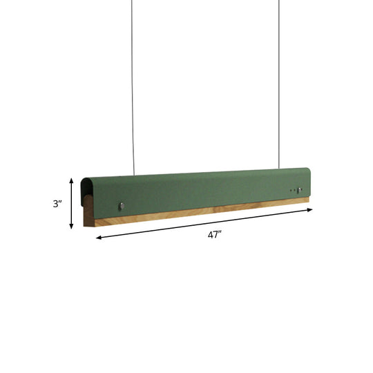 Plafonnier suspendu rectangulaire moderne en bois et métal - 23,5"/35,5"/47" de large - 1 lampe - Kit de lampe suspendue blanc/rose/jaune