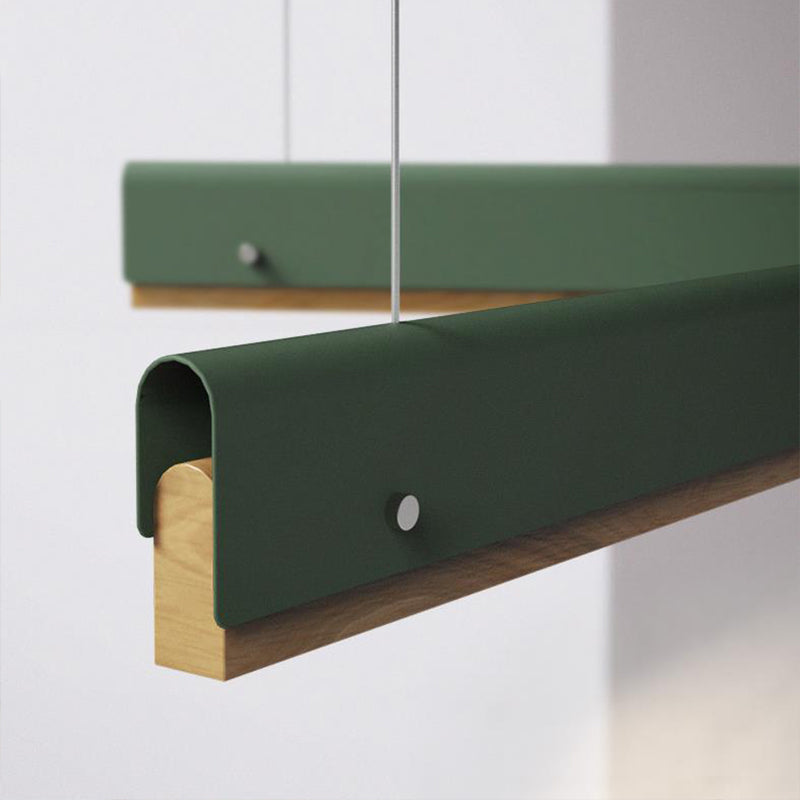 Plafonnier suspendu rectangulaire moderne en bois et métal - 23,5"/35,5"/47" de large - 1 lampe - Kit de lampe suspendue blanc/rose/jaune