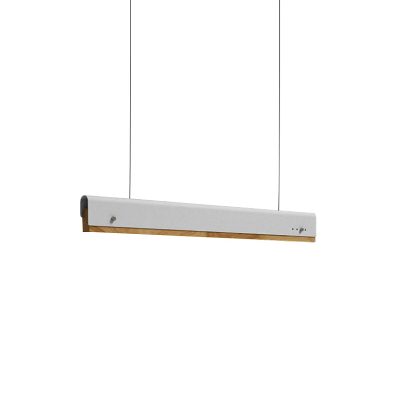 Plafonnier suspendu rectangulaire moderne en bois et métal - 23,5"/35,5"/47" de large - 1 lampe - Kit de lampe suspendue blanc/rose/jaune