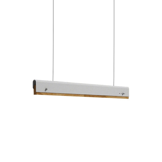 Plafonnier suspendu rectangulaire moderne en bois et métal - 23,5"/35,5"/47" de large - 1 lampe - Kit de lampe suspendue blanc/rose/jaune