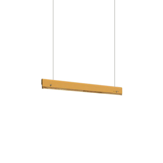 Plafonnier suspendu rectangulaire moderne en bois et métal - 23,5"/35,5"/47" de large - 1 lampe - Kit de lampe suspendue blanc/rose/jaune