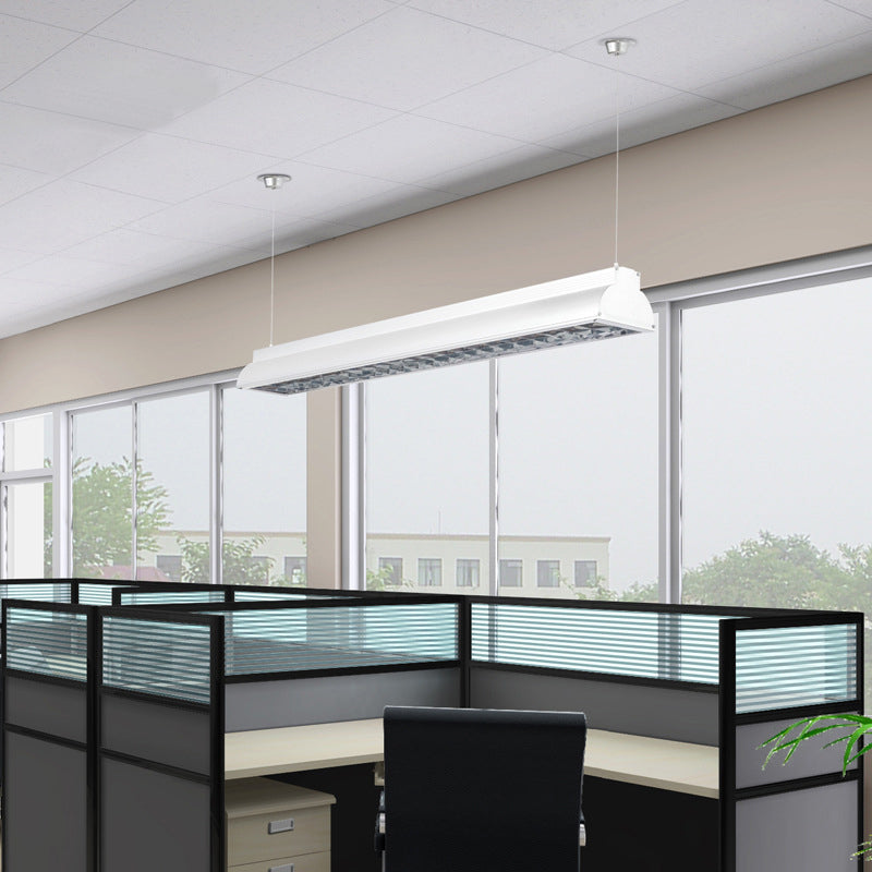 Luminaire suspendu de bureau à LED avec abat-jour en métal blanc - Éclairage de plafond suspendu moderne pour bureaux