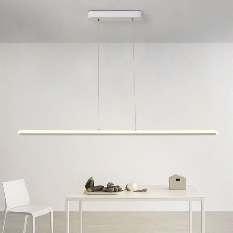 Contemporary Led Kitchen Pendant Light - Wide Oval Hanging Design 16/23.5/31.5 Length Warm/White