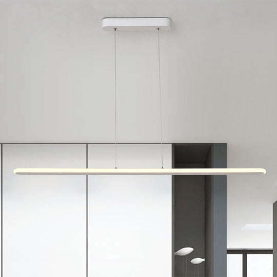 Contemporary Led Kitchen Pendant Light - Wide Oval Hanging Design 16/23.5/31.5 Length Warm/White