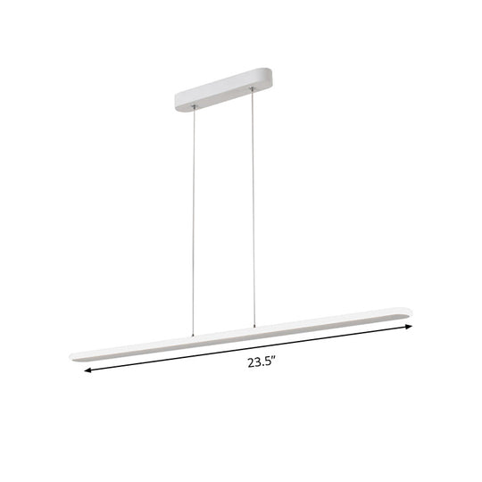 Contemporary Led Kitchen Pendant Light - Wide Oval Hanging Design 16/23.5/31.5 Length Warm/White