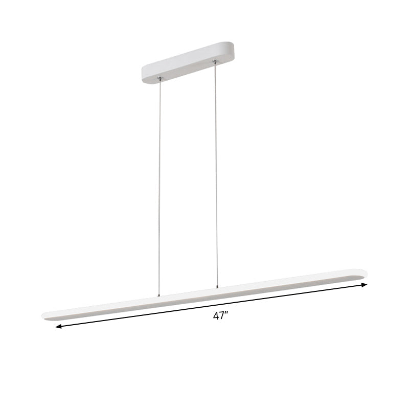 Contemporary Led Kitchen Pendant Light - Wide Oval Hanging Design 16/23.5/31.5 Length Warm/White