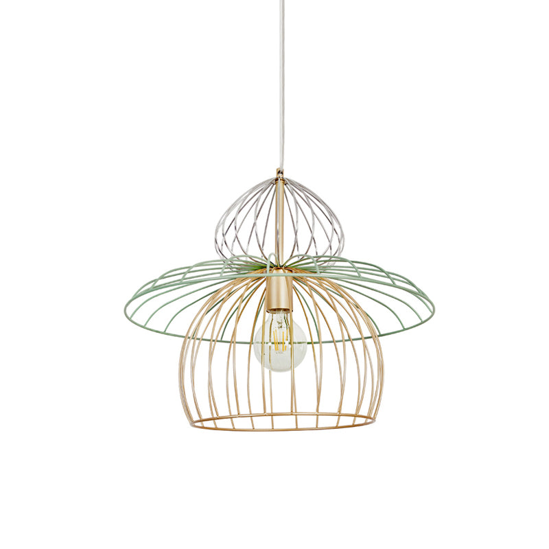 Gold Metal Wire Cage Pendant Light for Dining Room - Nordic Simple Style