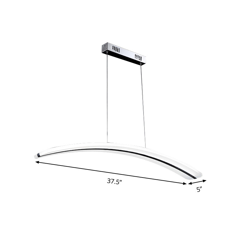 Modern Acrylic Arc Pendant Light Kit - LED Ceiling Fixture in Warm/White/Natural Light, 37.5" Wide