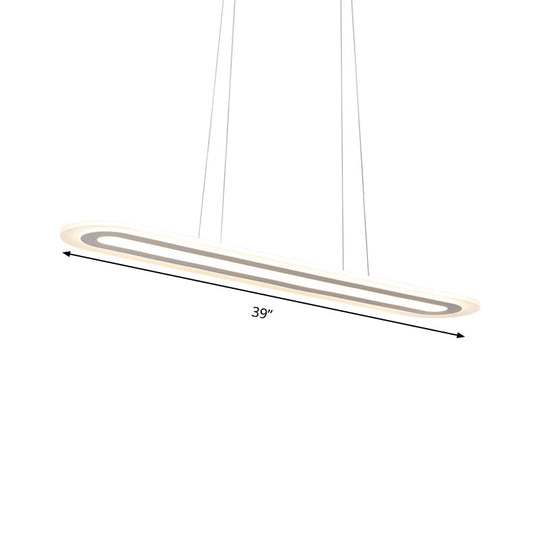 Modern Oval LED Ceiling Pendant Light Kit in Warm/White/Natural Light, 16"/23.5"/31.5" Wide