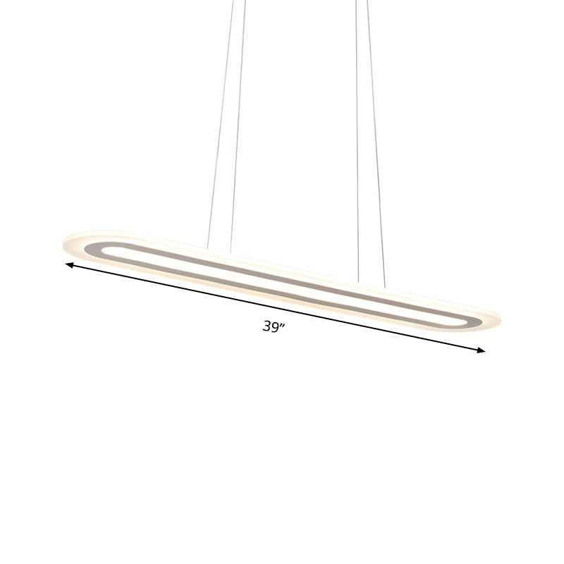 Simplicity Led Acrylic Hanging Lamp Kit - White Oval Ceiling Pendant In Warm/White/Natural Light