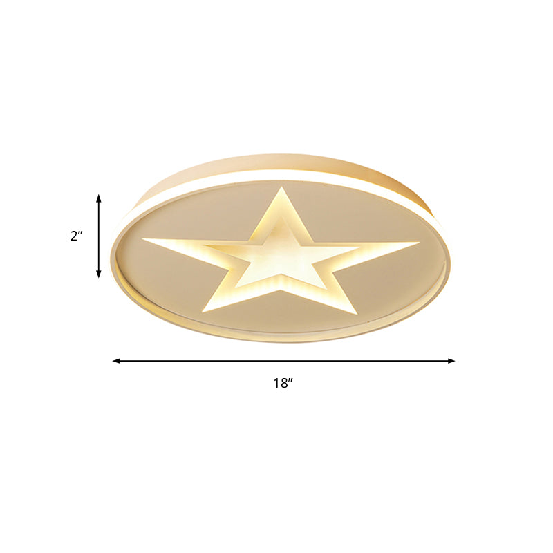 Contemporary Metal Flush Mount Star Ceiling Lamp, White Finish for Living Room Illumination