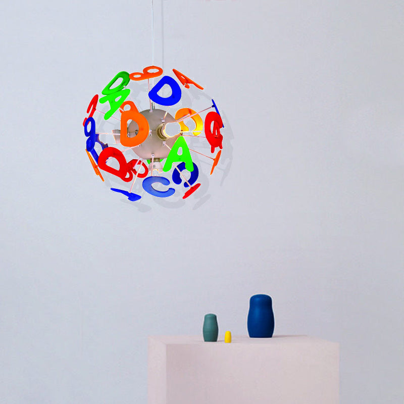 Colorful Kids Globe Ceiling Pendant Light With 4 Plastic Lights For Nursing Room