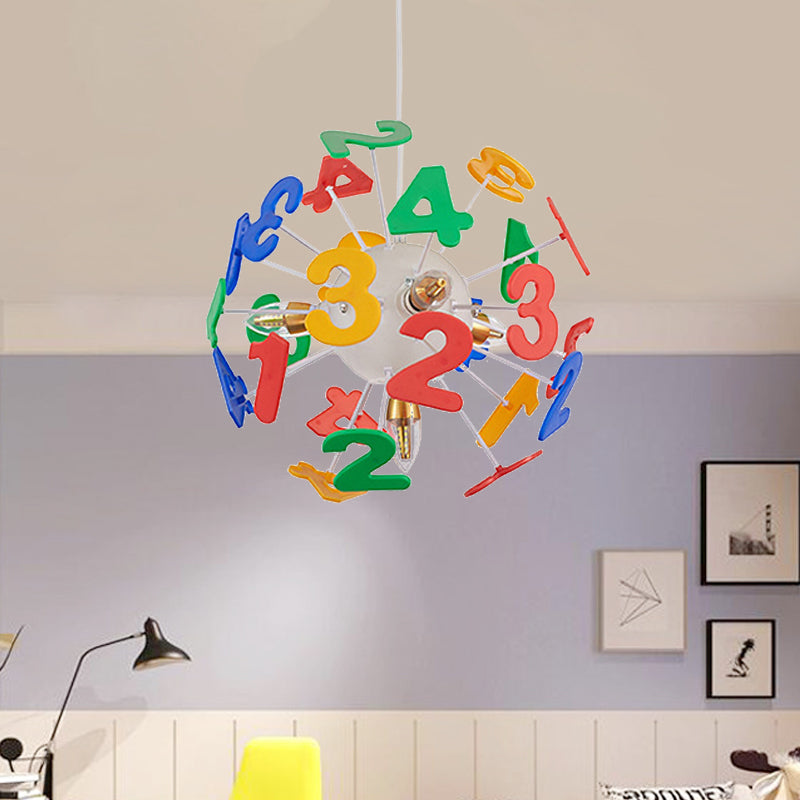 Colorful Kids Globe Ceiling Pendant Light With 4 Plastic Lights For Nursing Room