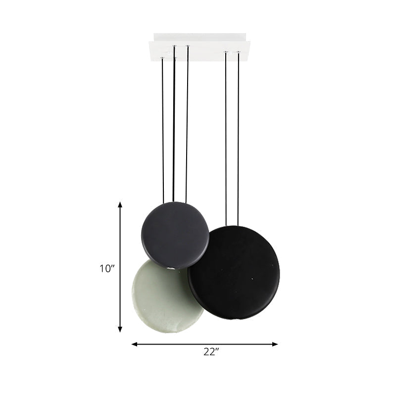 Modern Black And White Pendant Lights With Round Resin Shade