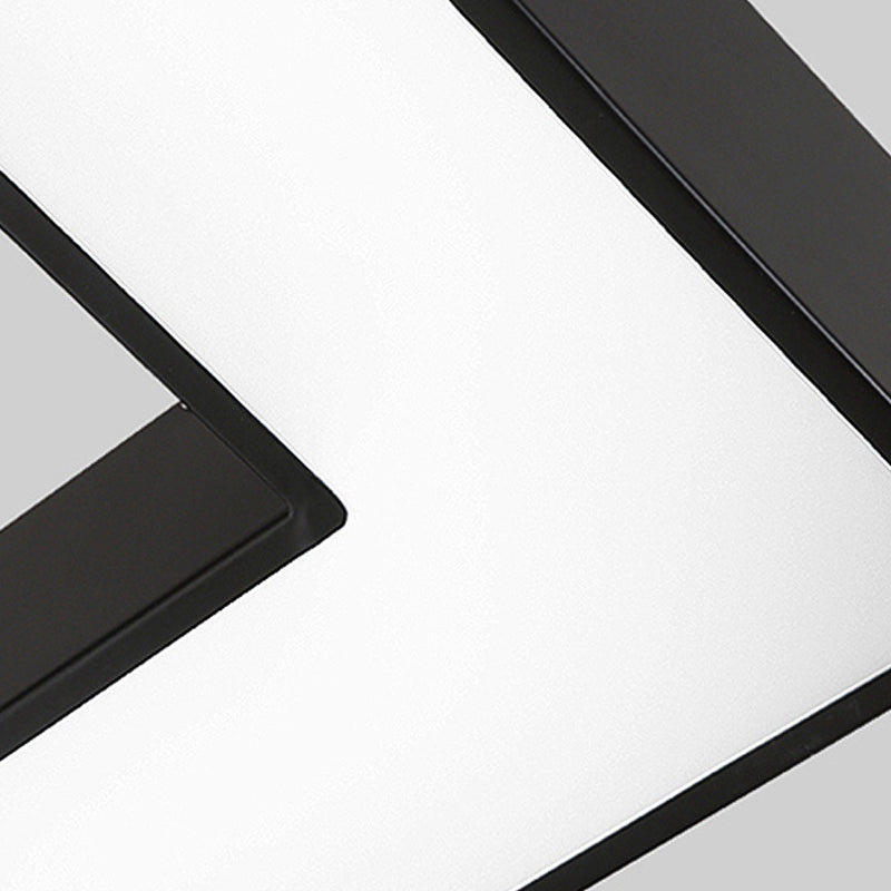 Suspension carrée en métal - Kit de lampe suspendue moderne à LED noire en lumière blanche/chaude pour bureau - 23,5"/31,5" de large