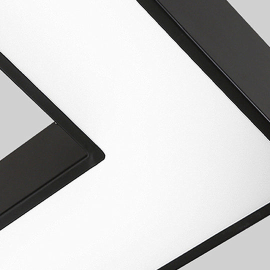 Suspension carrée en métal - Kit de lampe suspendue moderne à LED noire en lumière blanche/chaude pour bureau - 23,5"/31,5" de large