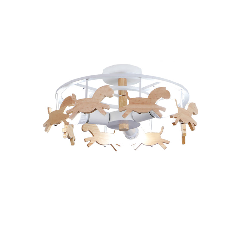 Nordic Style Merry-go-round Ceiling Light - 3-Light Metal Flush Lamp for Living Room