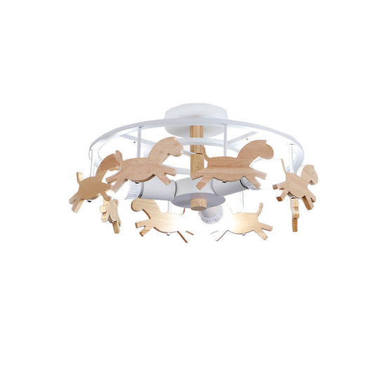 Nordic Style Merry-go-round Ceiling Light - 3-Light Metal Flush Lamp for Living Room
