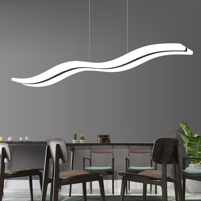 Modern Acrylic Pendant LED Ceiling Light with Wave Design for Island - Warm/White/Natural Lighting