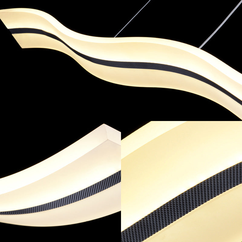 Modern Acrylic Pendant LED Ceiling Light with Wave Design for Island - Warm/White/Natural Lighting