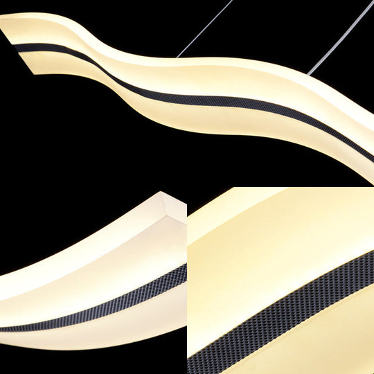 Modern Acrylic Pendant LED Ceiling Light with Wave Design for Island - Warm/White/Natural Lighting
