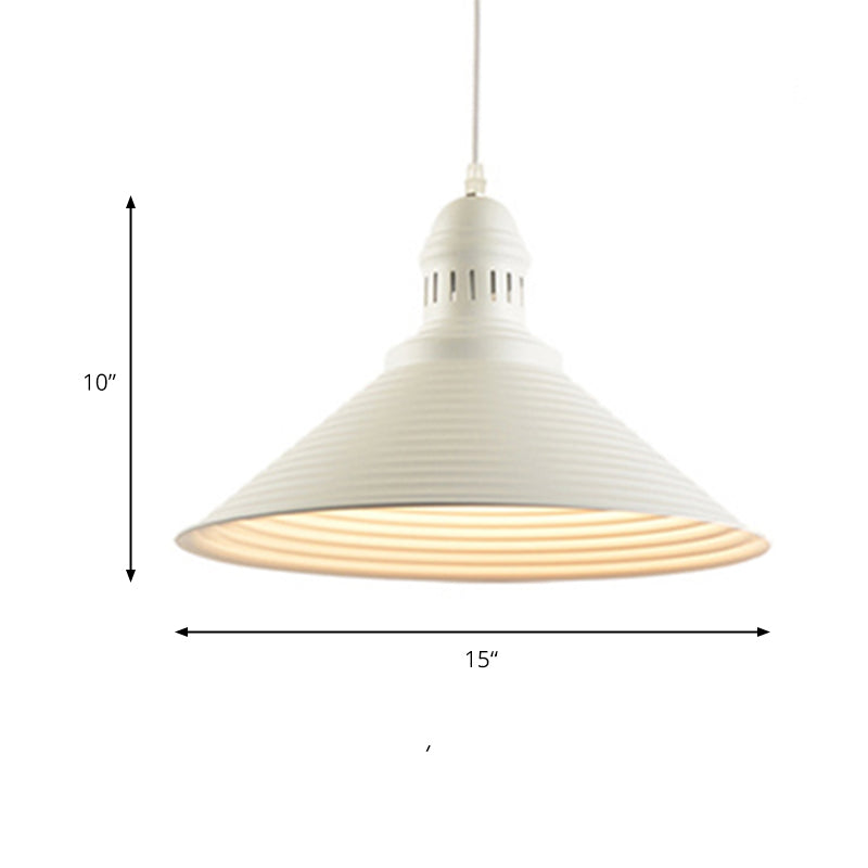 Nordic Metal Cone Pendant Light with Ruffle Design - 1 Light White/Pink - Dining Room