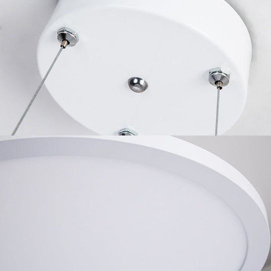 Modern Metal LED White Ceiling Pendant Light - 16"/19.5" Wide Plate - Office Lighting with Remote Control & Stepless Dimming