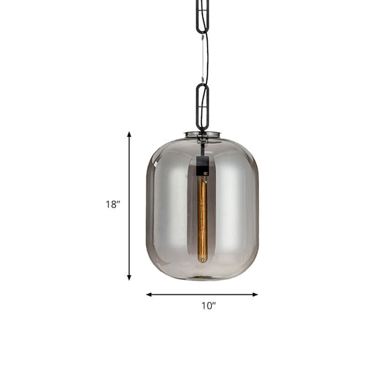 Modernist Glass Shade Oval Pendant Light Fixture for Bedroom, 1 Light, Amber/Smoke Gray, 10"/14" W