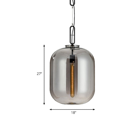 Modernist Glass Shade Oval Pendant Light Fixture for Bedroom, 1 Light, Amber/Smoke Gray, 10"/14" W
