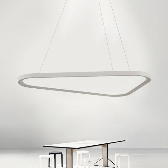 Contemporary White Triangle LED Suspension Lamp with Remote Control Dimming