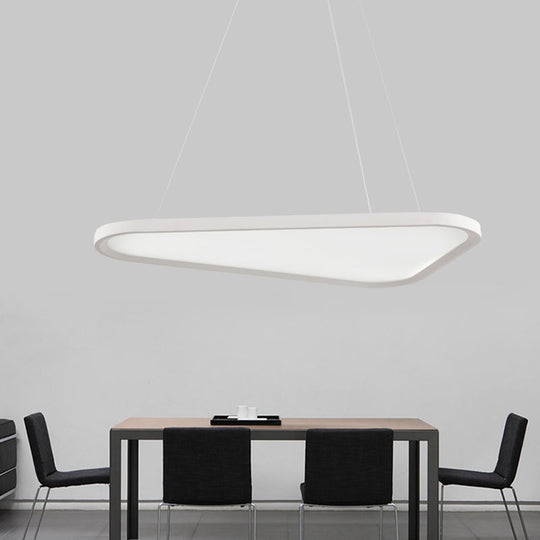 Contemporary White Triangle LED Suspension Lamp with Remote Control Dimming