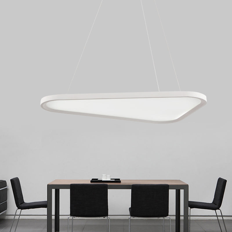 Modern Triangle Suspension Led Pendant Light With Remote Control Dimming - White