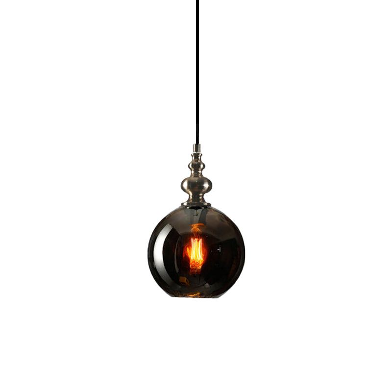 Modern Stylish Clear/Smoke Gray Dimpled Glass Pendant Lamp - 8"/10" W Global Shade Hanging Lighting for Living Room