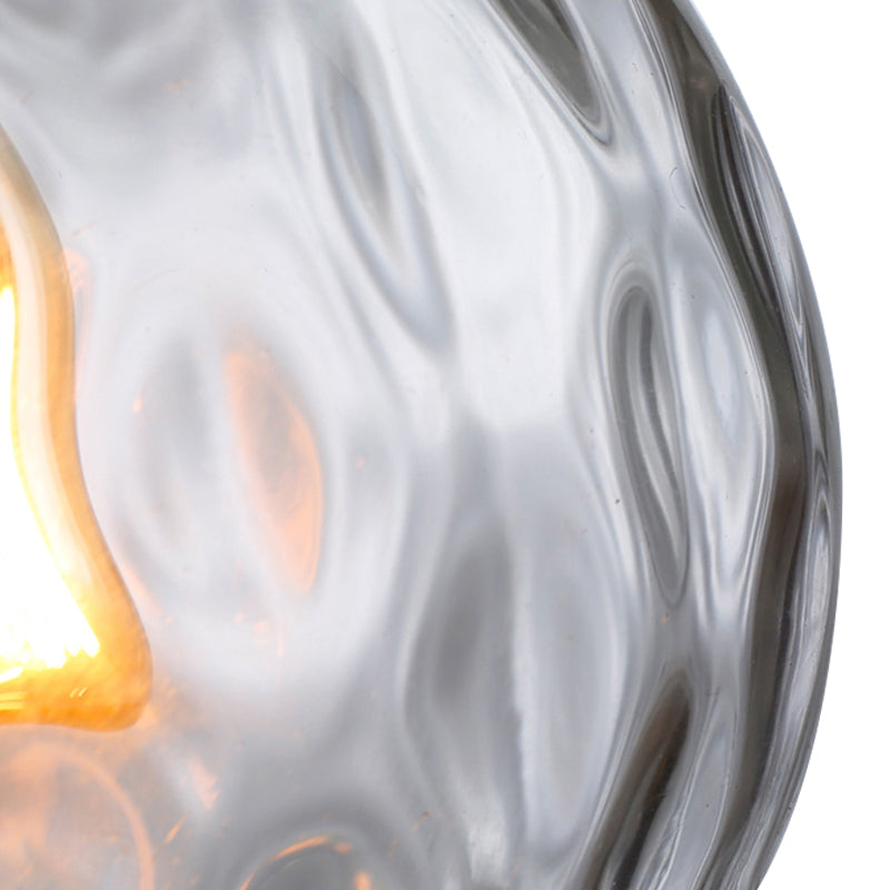 Modern Stylish Clear/Smoke Gray Dimpled Glass Pendant Lamp - 8"/10" W Global Shade Hanging Lighting for Living Room