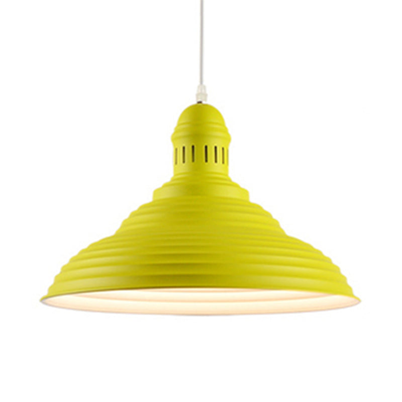 Nordic Metal Pot-Lid Shade Pendant Light Stylish Hanging Ceiling Lamp For Dining Room With Ruffle