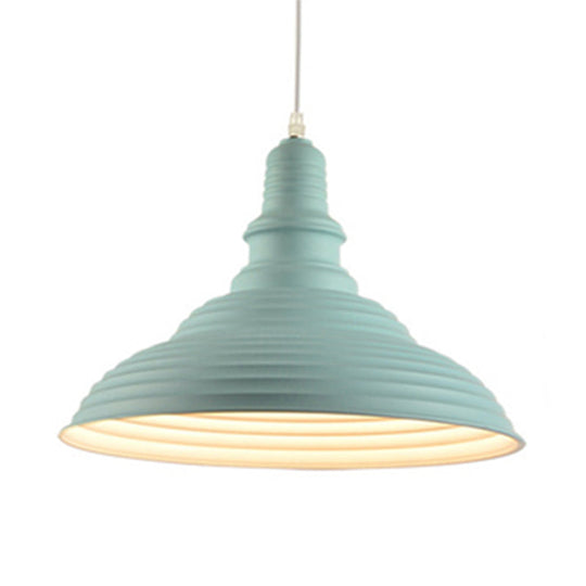 Nordic Metal Hanging Ceiling Light with Ruffle Design in Gray/Pink/Yellow for Dining Room