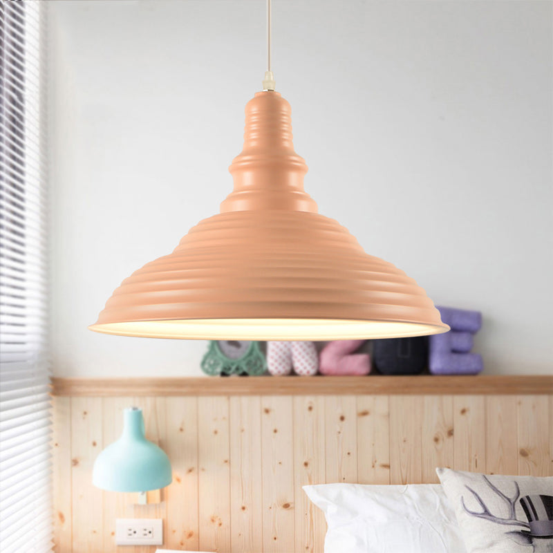 Nordic Metal Pot-Lid Shade Pendant Light Stylish Hanging Ceiling Lamp For Dining Room With Ruffle