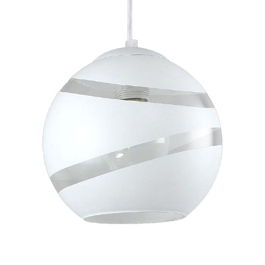 Contemporary Black/White Handblown Glass Pendant Light - Orbit Shade - 1 Light