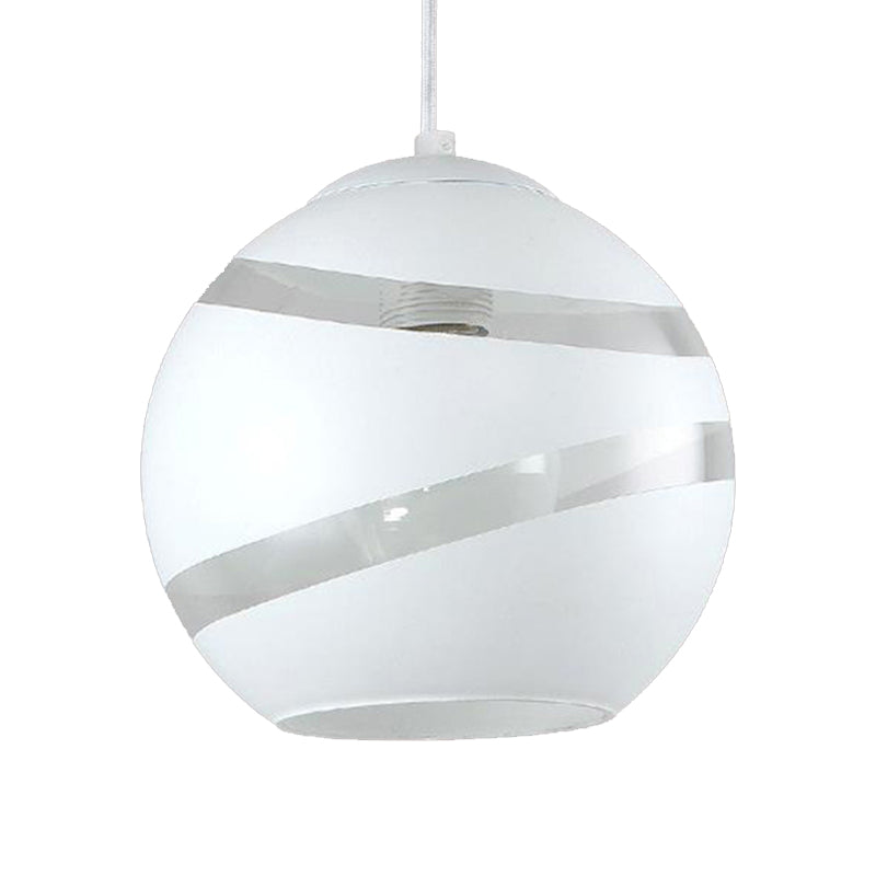 Contemporary Orbit Shade Pendant Light With Handblown Black/White Glass - Dining Room Lighting