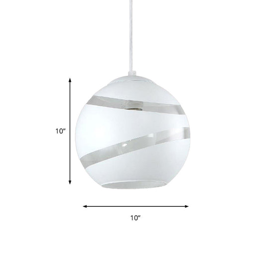 Contemporary Black/White Handblown Glass Pendant Light - Orbit Shade - 1 Light